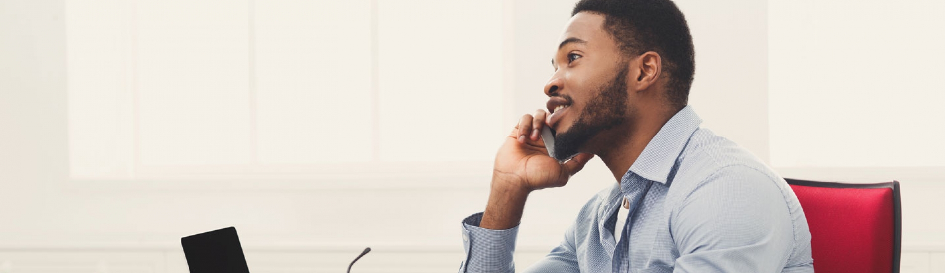 job candidate participating in a phone interview